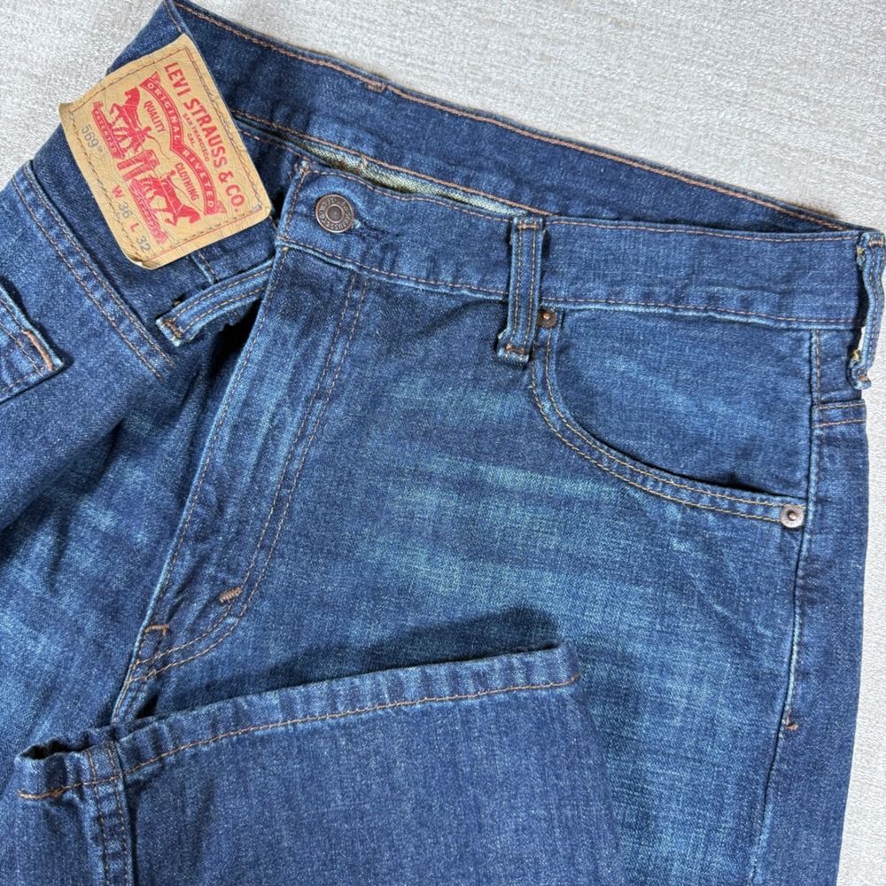 Levi's 569 Loose Straight Jeans Mens 36/32 Blue Dark Wash Denim